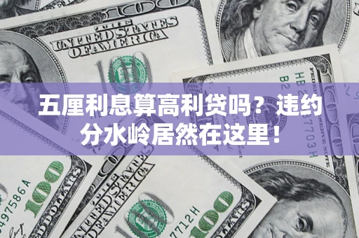 武汉五厘利息算高利贷吗？违约分水岭居然在这里！